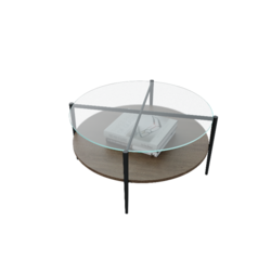 Bàn Trà Tròn 2 tầng Chân Sắt – Mã KGF25-06