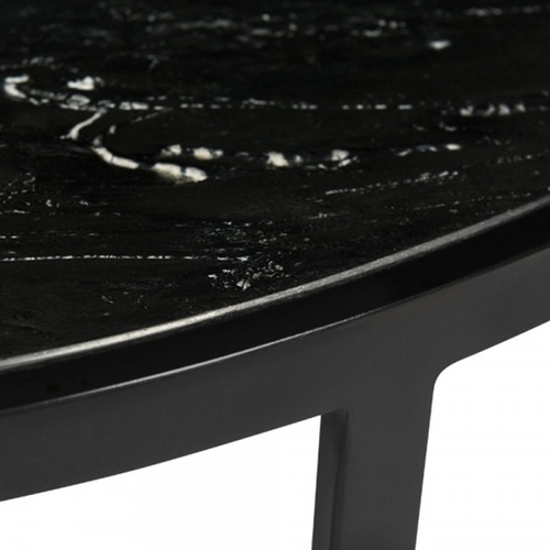 BÀN SOFA TRÒN CHÂN SẮT - MẶT ĐÁ ĐEN, TRẮNG VÂN MÂY - BTSF2409-02