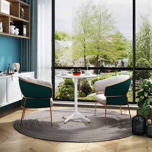 Bàn ăn tròn - Sơn trắng phong cách tối giản BAT2409-11