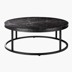 BÀN SOFA TRÒN CHÂN SẮT - MẶT ĐÁ ĐEN, TRẮNG VÂN MÂY - BTSF2409-02